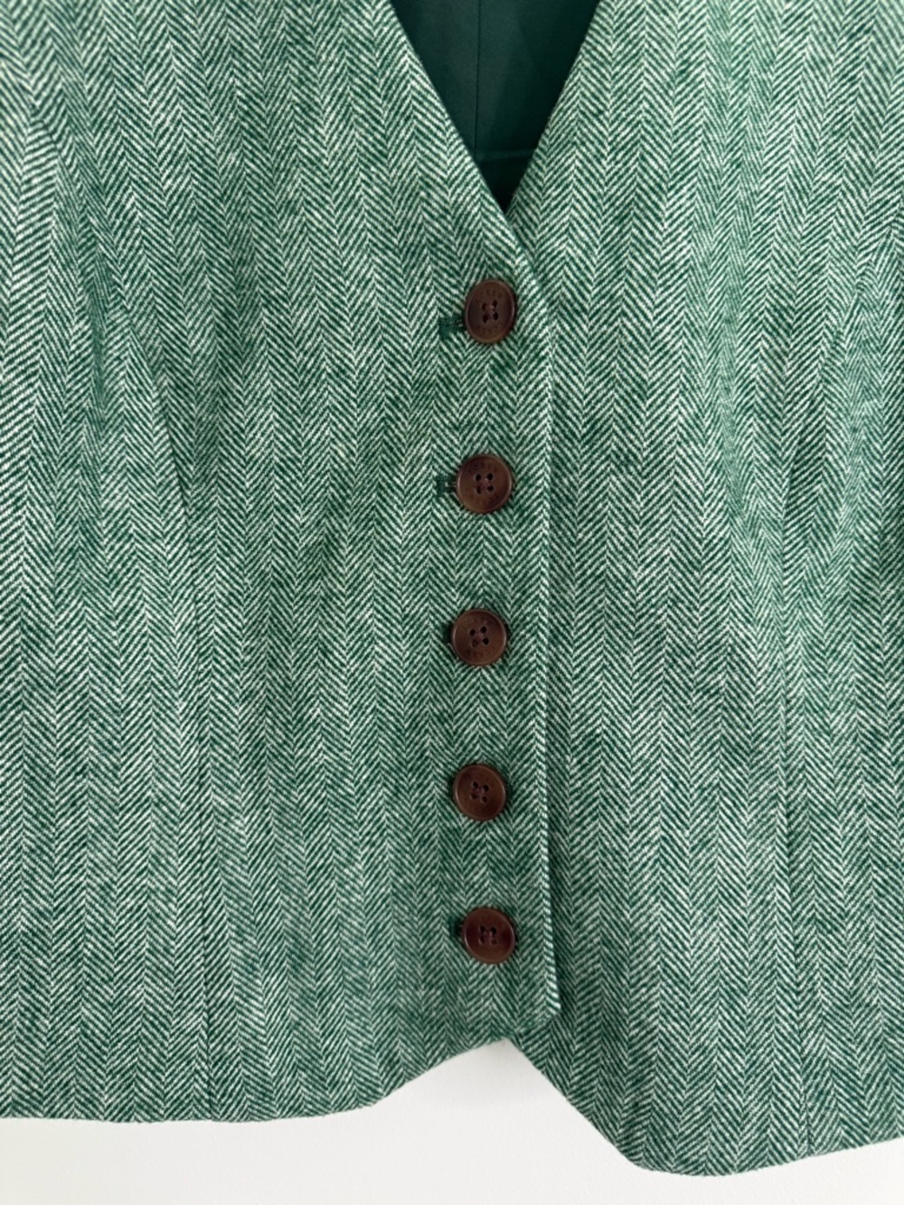 J. Crew Factory Green Wool Blend Button Front Vest - Picture 6 of 10